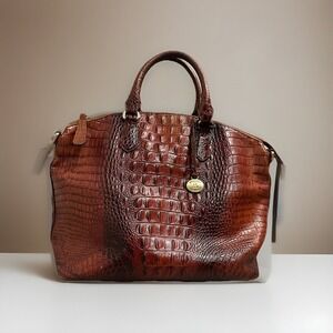 Brahmin Duxbury Satchel in Pecan Melbourne Bag Purse Crocodile Brown‎